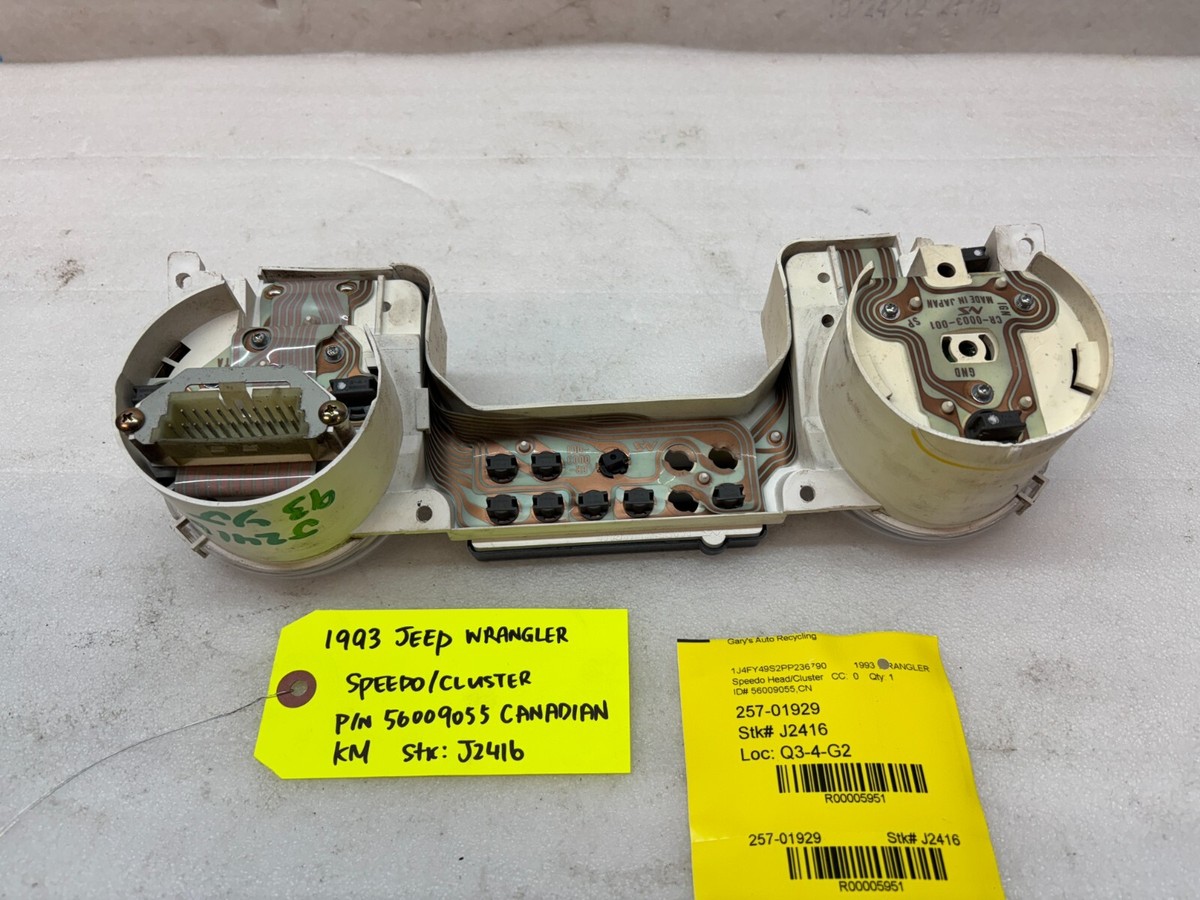 92-95 JEEP WRANGLER YJ OEM METRIC GAUGE CLUSTER SPEEDOMETER TACH