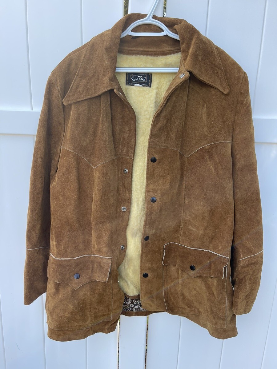 Joo Kay Jacket Suede Leather Sherpa Lined Coat Jacket Size Large