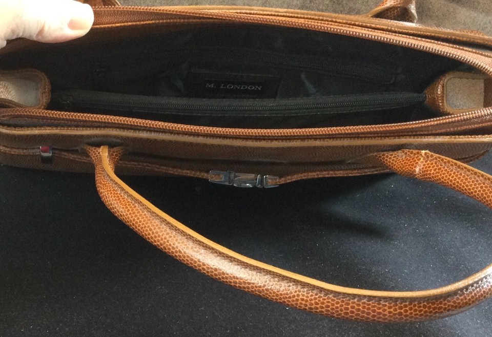 M. London Deep Caramel Genuine Leather Handbag Purse Well Made Faux