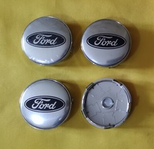 4 PEZZI COPPE COPRIMOZZO CERCHI IN LEGA COMPATIBILI FORD 60MM SILVER BLU G. SILV
