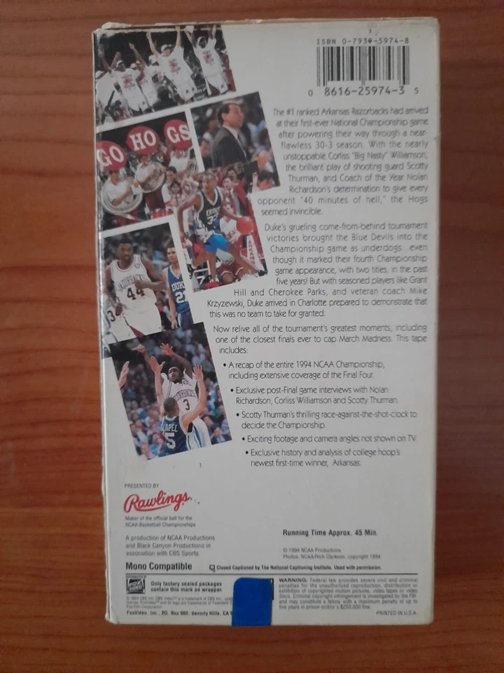 Hog Wild! The Official 1994 NCAA Championship Video Original VHS Cassette - Image 2 of 4