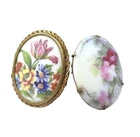 Two Vintage Flower Brooch Pins France Costume Decor Jewelry Mid Century