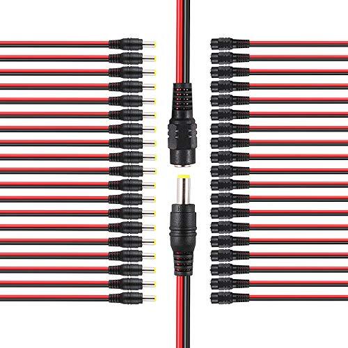 Aiqeer 20 Paia Maschio Femmina DC Power Pigtail Connettore, DC Power (H0P)