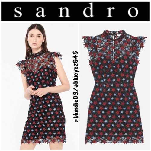 Sandro black/red/blue guipure Star Lace 
