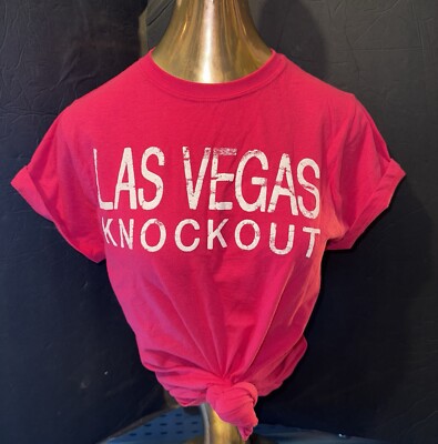 NWT Las Vegas Knockout Pink Puffy Graphic T-Shirt Top Slim Fit Sexy Nevada
