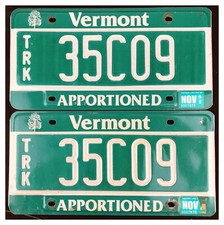 Vermont 1998 APPORTIONED TRUCK License Plate Pair 35C09!