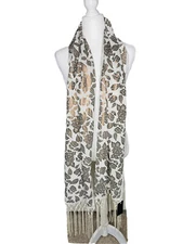 NEW Cejon Fringed Double Ply Rectangle Woven w/ Tassel Falling Leaves Scarf