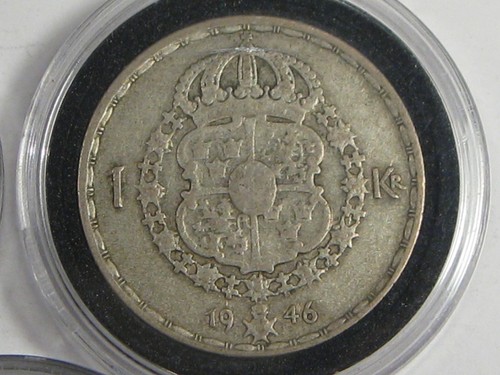 3 Silver 1 Kroner Coins of Sweden: 1942, 1946, 1962. #23 - Picture 3 of 8