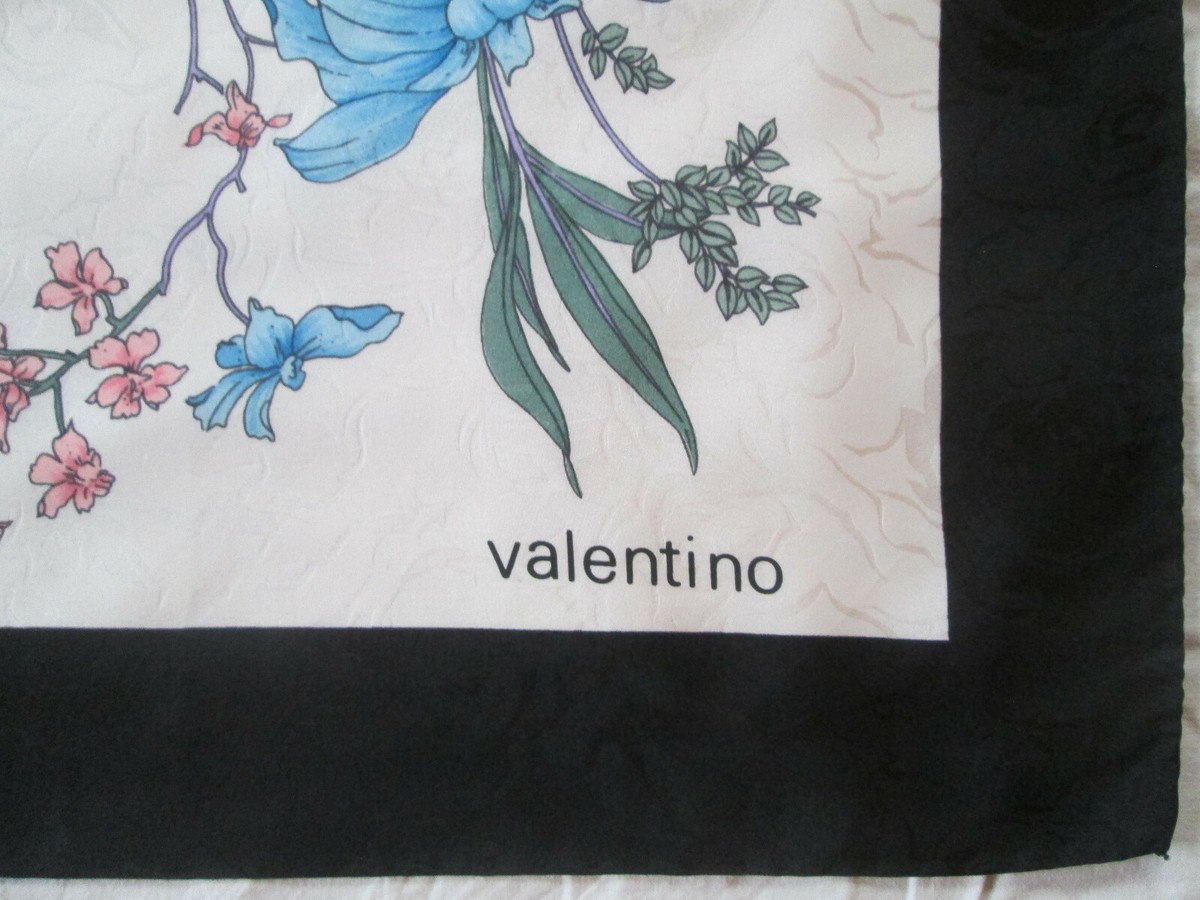 Foulard Soie VALENTINO Vintage Violet - Mousseline 85x87 Cm - Parfait état