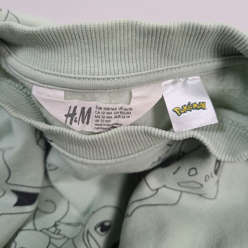 Pokemon Sweater Girls 16 - 18 Green Sweatshirt H & M Casual Comfort Stylish - Picture 6 of 8