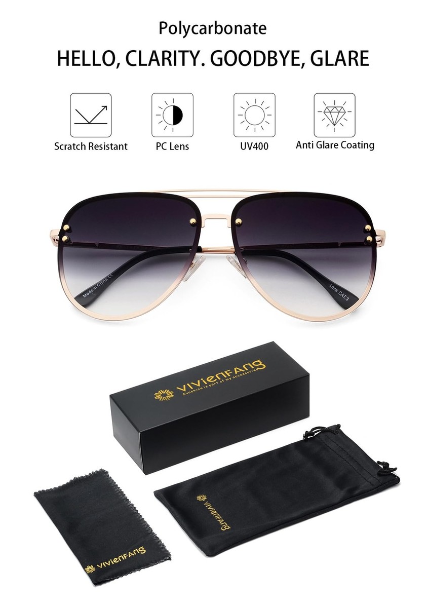 Oversized Aviator Sunglasses Women UV400 Gradient Smoke 65mm Retro Oversized Aviator Sunglasses Women Trendy Y2K Designer  main image 4