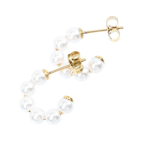 Small Pearl Hoops Pearl Lightweight Hoops For Women Faux Pearl Earrings