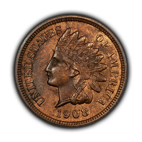 1908 1c Indian Head Small Cent - Luster - Red Brown - BU - T4599