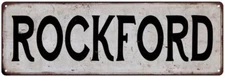 ROCKFORD Vintage Look Rustic Metal Sign City State 106180041197