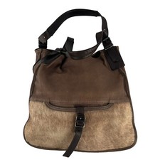 Via Repubblica Handbag Leather Cowhide Brown Shoulder Large Hobo Boho Italy
