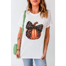 Pumpkin Round Neck Short Sleeve T-Shirt