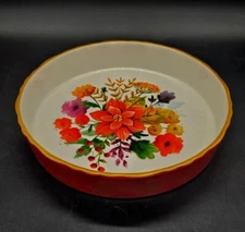 Pioneer Woman Winter Bouquet Stoneware Pie Plate Dish Floral Red