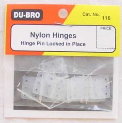 Du-Bro Nylon Hinges w/Hinge Pin Locked in Place (6pcs)