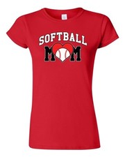 Junior Softball Mom Heart Sports Novelty DT T-Shirt Tee