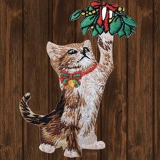 Christmas Kitten Embroidered Patch — Iron On
