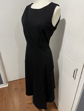 Closet London Dress Size 14 Black MIDI Asymmetrical Smart Evening CockTail