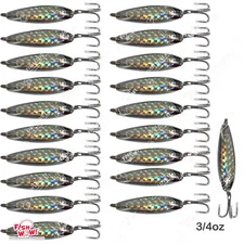 20pcs Silver Fish WOW! 3/4oz Fishing Spoon jigs trolling Casting crocodile baits