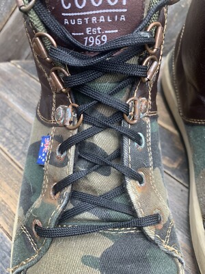 Rare! Vintage Leather Coogi Distressed Green Camo Hi-Top Rare! Vintage Leather Coogi Distressed Green Camo Hi-Top