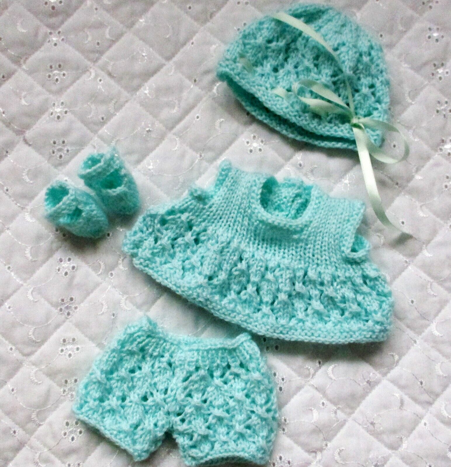Dolls Knitting Pattern 8 inch Lil Cutesies lacey Dress Hat Mary Jane ...