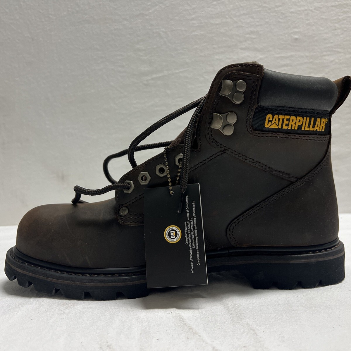 Men's CAT Second Shift P89586 6” Work Boots - Dark Brown-STEEL TOE