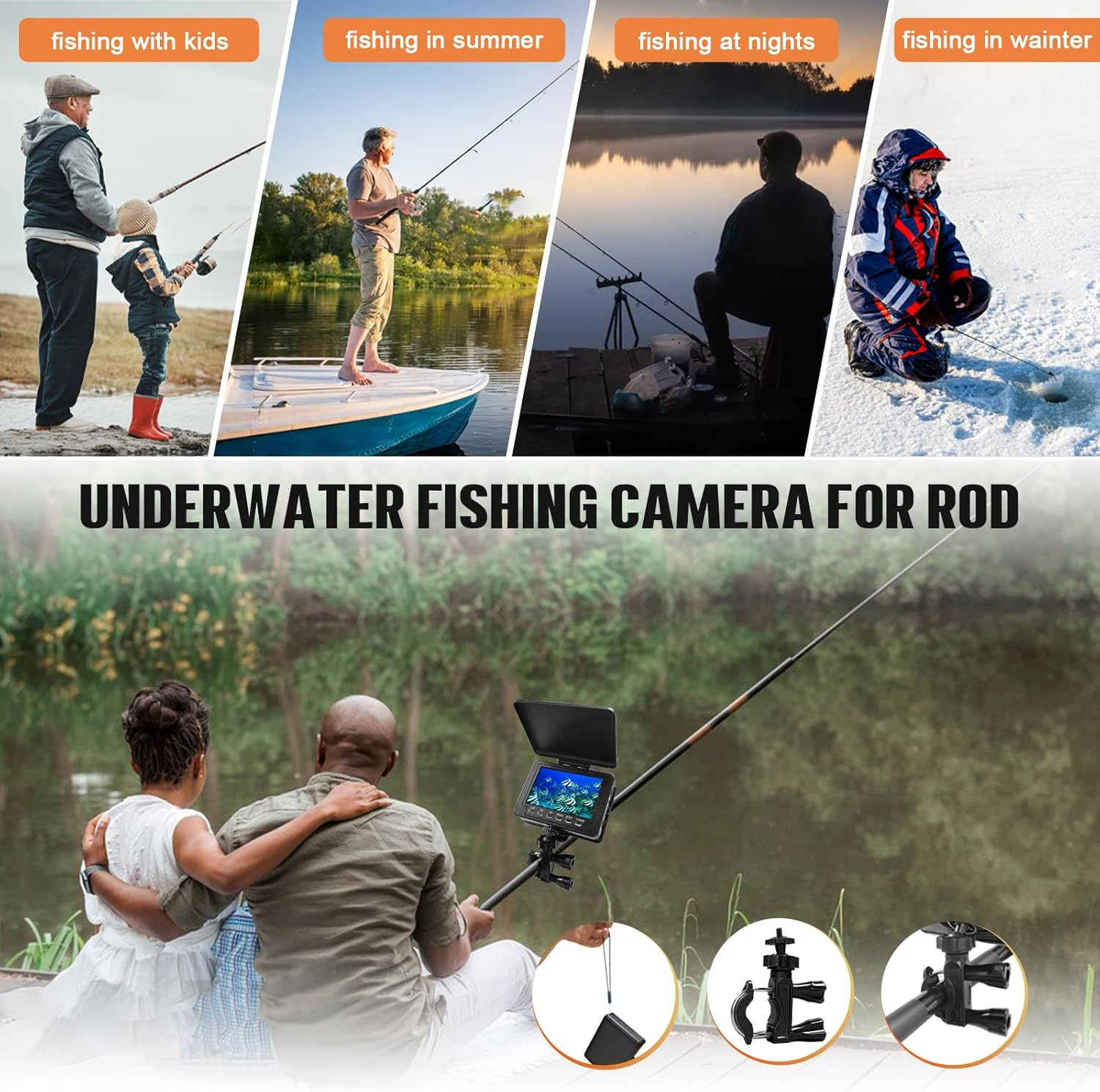 Underwater Fishing Camera,Portable 5" Ice Fishing Camera Underwater, USB-C Charg