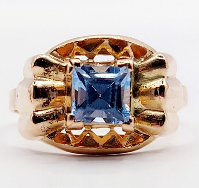 Bague Dôme Art Déco Saphir Et Diamants