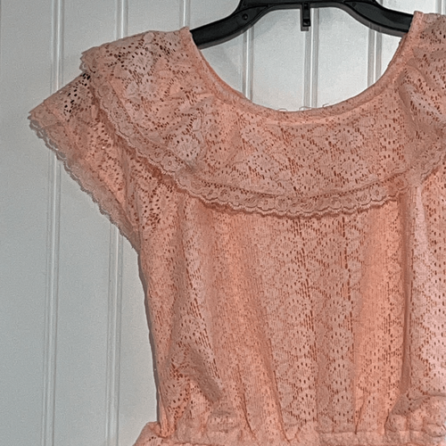 Real Love Lace Girls Romper Peach Color With Buttons Back Size 5/6 - Picture 2 of 10