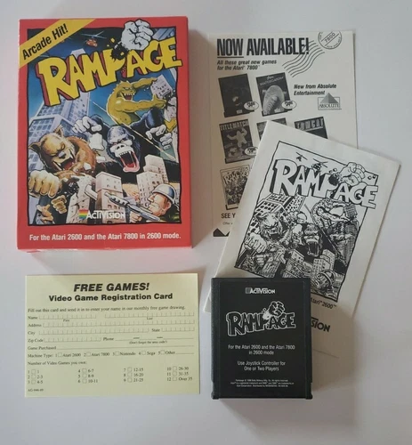 Atari 2600 Rampage / Complete in Box / Cleaned & Tested / VGC