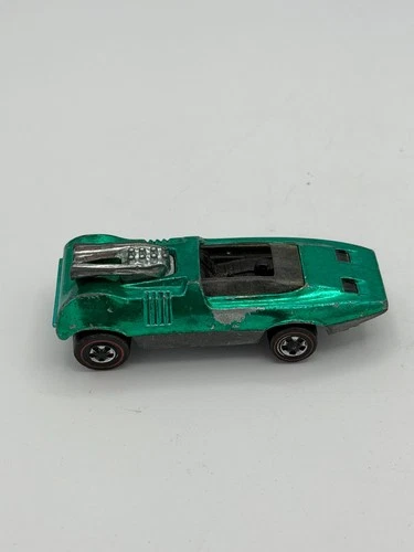 1969 Hot Wheels Redline Peeping Bomb Green USA Base Original Mattel