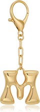 Initial Letter Bubble Gold Silver Tone Bag Charm Keychain for Purse Handbag