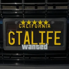 Wanted Level License Plate Frame, 5 Stars, Plastic Universal Fit