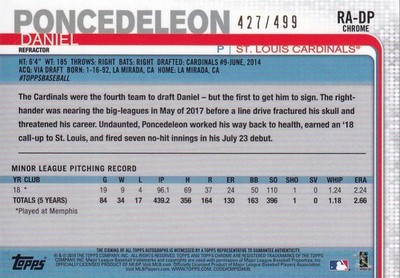 2019 Topps Chrome Daniel Poncedeleon Rookie Auto /499 Cardinals | eBay