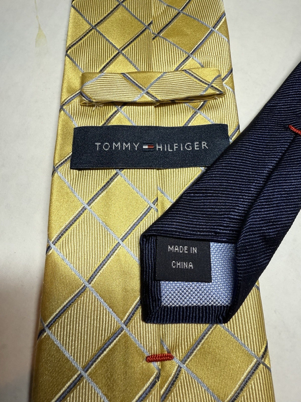 Lot 3 Tommy Hilfiger Silk Ties Men Navy Jacquard Yellow Plaid Orange Necktie thumbnail 10