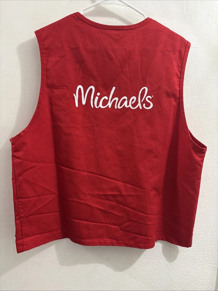 Michaels Arts & Crafts Store Employee Red Vest Adult Worker Uniform Size Large - Image 2 of 4