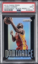 2013 PANINI PRIZM DOMINANCE BLACK PRIZM 1/1 #5 JAMES HARDEN 1/1 PSA 9
