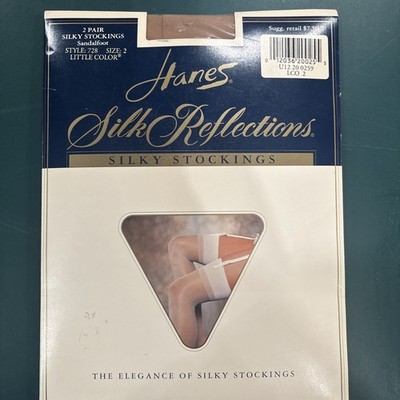 2 Pair Hanes Silk Reflections Garter Stockings Size 2 Little Color 728
