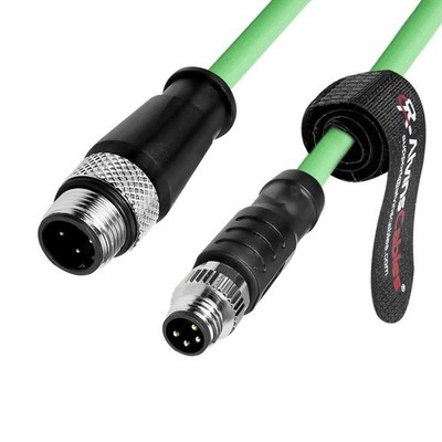 M8 A-Code 4 Pin Male to M12 D-Code 4Pin Ethernet Cable Flex Shielded Cat6a 3.3ft