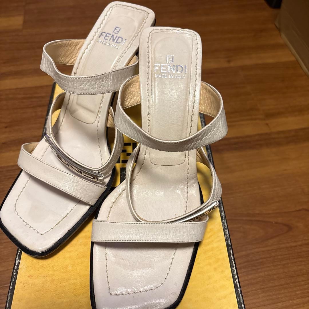 Rare Fendi White Logo Strap Sandals Size 36.5 6 US Women's