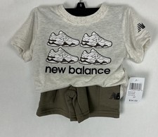 New Balance Sz 3T 2Pc Set Boys Tshirt 24x15 Sweat Shorts 18x4 Athletic New