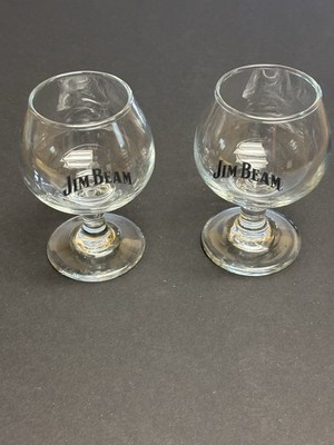 Pair Of Jim Beam Bourbon Whiskey Snifter Glasses. 4  Tall. Excellent Condition.