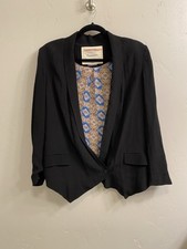 Cartonnier Anthropologie Women s Size Small Black One Button Lined Crepe Blazer