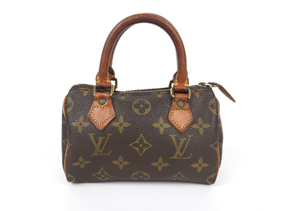Louis Vuitton Monogram Mini Speedy Hand Bag M41534 LV Brown Leather TH1914