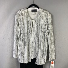 Alex Evenings Dress Jacket Set Womens 18W Black White Glitter Stripe 2 Piece