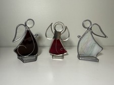 3 Suncatcher Stained Glass Angel Figurines Please Read