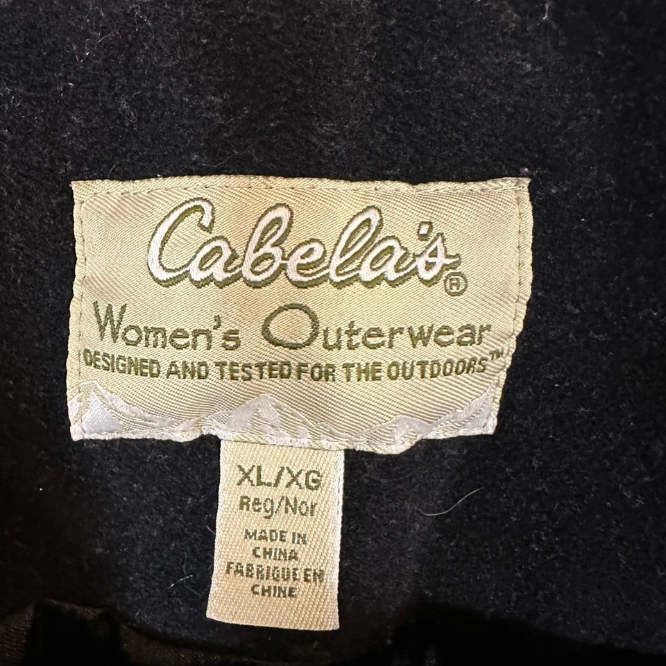 Cabelas Womens Outerwear Wool Cashmere Peacoat Black XL Double Breasted Coat - Image 3 of 4